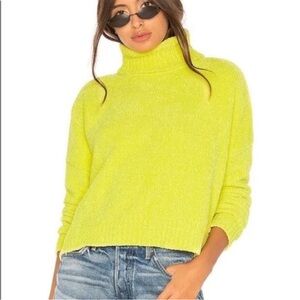 Lovers & Friends Geneva Neon Yellow Chenille Turtleneck Sweater - Small